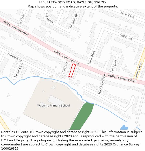 230, EASTWOOD ROAD, RAYLEIGH, SS6 7LY: Location map and indicative extent of plot