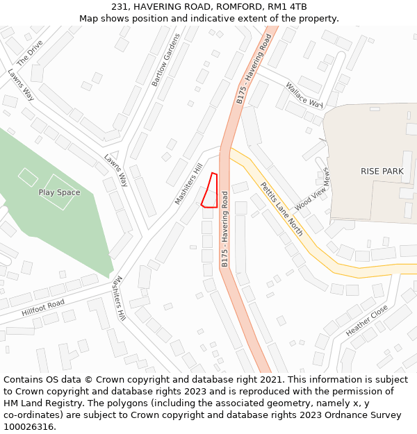 231, HAVERING ROAD, ROMFORD, RM1 4TB: Location map and indicative extent of plot