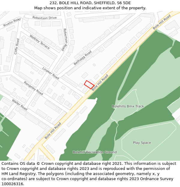 232, BOLE HILL ROAD, SHEFFIELD, S6 5DE: Location map and indicative extent of plot