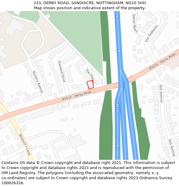 233, DERBY ROAD, SANDIACRE, NOTTINGHAM, NG10 5HH: Location map and indicative extent of plot