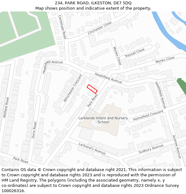 234, PARK ROAD, ILKESTON, DE7 5DQ: Location map and indicative extent of plot