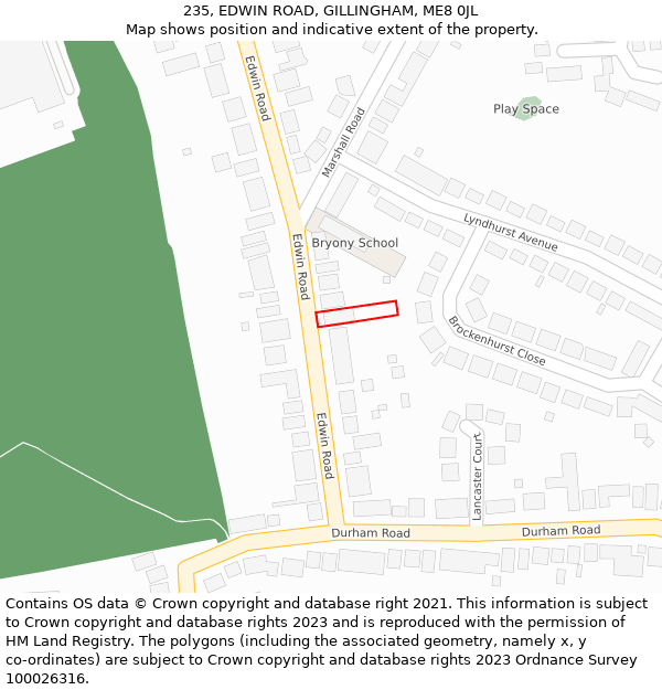 235, EDWIN ROAD, GILLINGHAM, ME8 0JL: Location map and indicative extent of plot