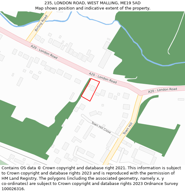 235, LONDON ROAD, WEST MALLING, ME19 5AD: Location map and indicative extent of plot