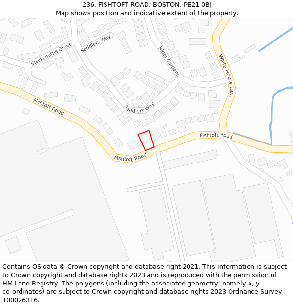 236, FISHTOFT ROAD, BOSTON, PE21 0BJ: Location map and indicative extent of plot