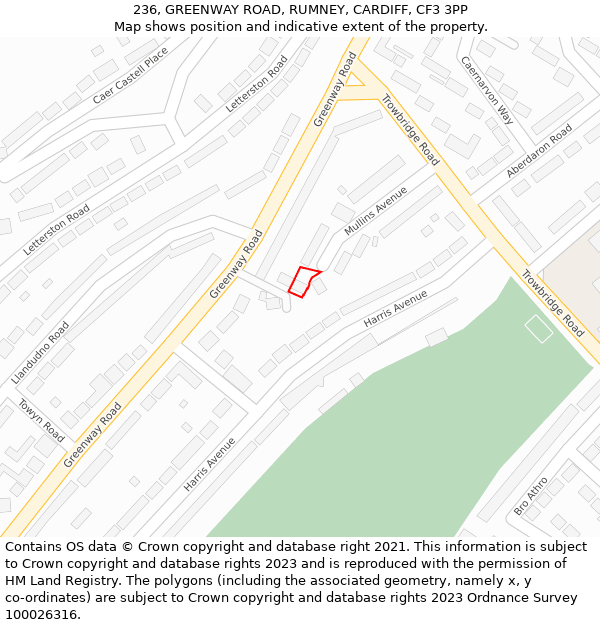 236, GREENWAY ROAD, RUMNEY, CARDIFF, CF3 3PP: Location map and indicative extent of plot