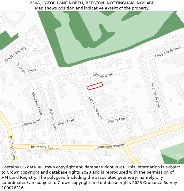 236A, CATOR LANE NORTH, BEESTON, NOTTINGHAM, NG9 4BP: Location map and indicative extent of plot