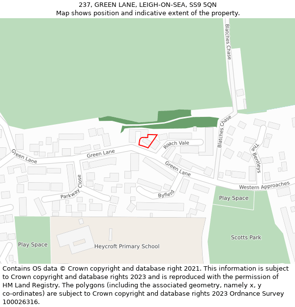 237, GREEN LANE, LEIGH-ON-SEA, SS9 5QN: Location map and indicative extent of plot
