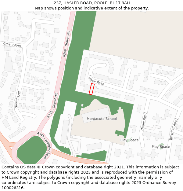 237, HASLER ROAD, POOLE, BH17 9AH: Location map and indicative extent of plot