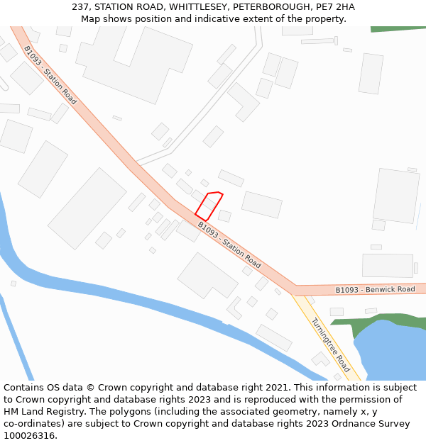 237, STATION ROAD, WHITTLESEY, PETERBOROUGH, PE7 2HA: Location map and indicative extent of plot