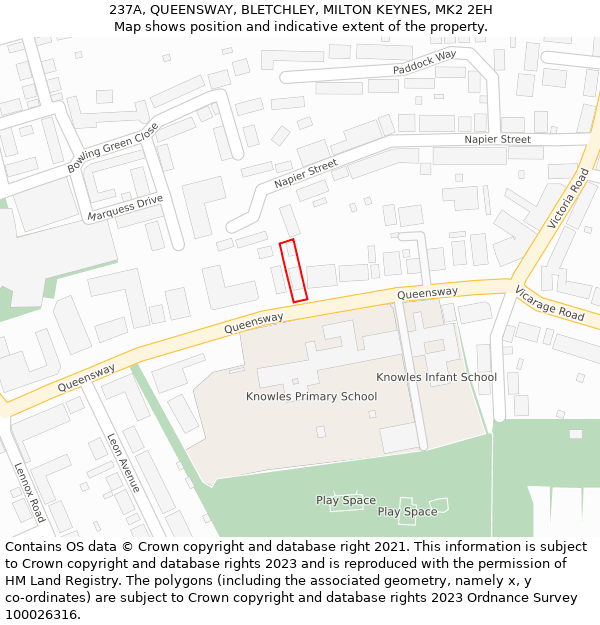 237A, QUEENSWAY, BLETCHLEY, MILTON KEYNES, MK2 2EH: Location map and indicative extent of plot