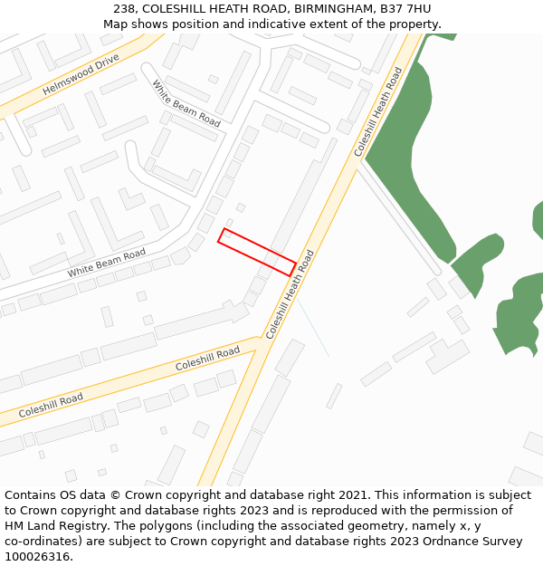 238, COLESHILL HEATH ROAD, BIRMINGHAM, B37 7HU: Location map and indicative extent of plot