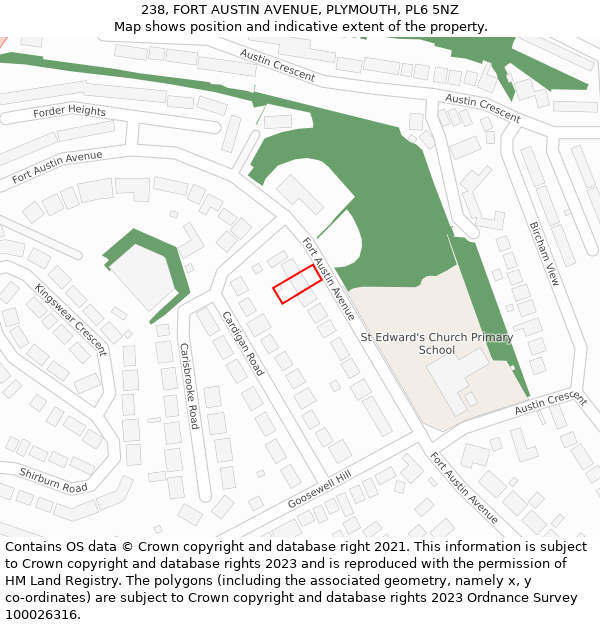 238, FORT AUSTIN AVENUE, PLYMOUTH, PL6 5NZ: Location map and indicative extent of plot