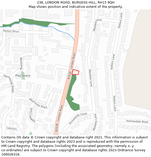 238, LONDON ROAD, BURGESS HILL, RH15 9QH: Location map and indicative extent of plot