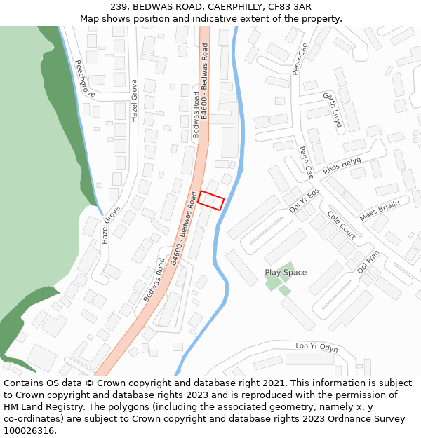 239, BEDWAS ROAD, CAERPHILLY, CF83 3AR: Location map and indicative extent of plot