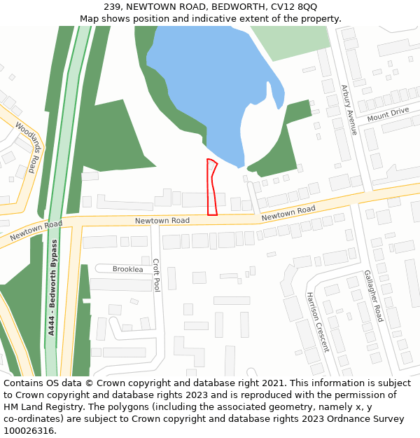 239, NEWTOWN ROAD, BEDWORTH, CV12 8QQ: Location map and indicative extent of plot