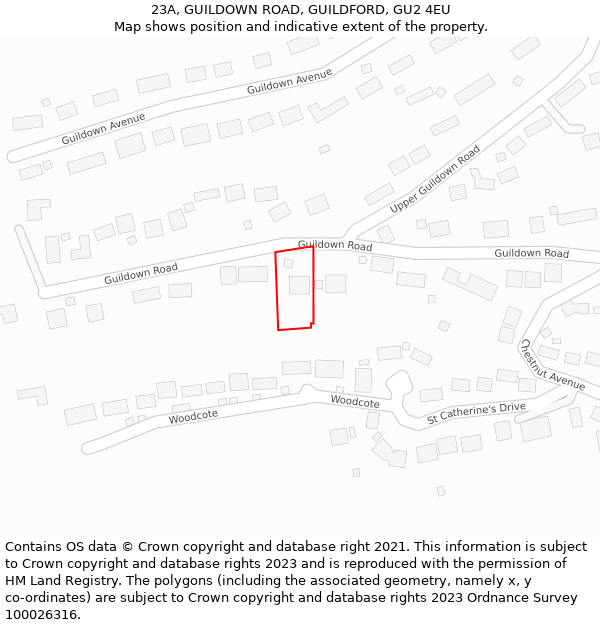 23A, GUILDOWN ROAD, GUILDFORD, GU2 4EU: Location map and indicative extent of plot