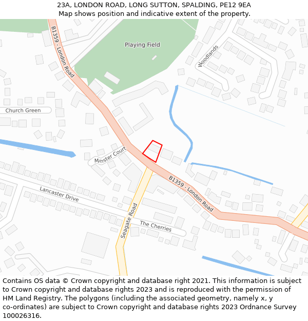 23A, LONDON ROAD, LONG SUTTON, SPALDING, PE12 9EA: Location map and indicative extent of plot
