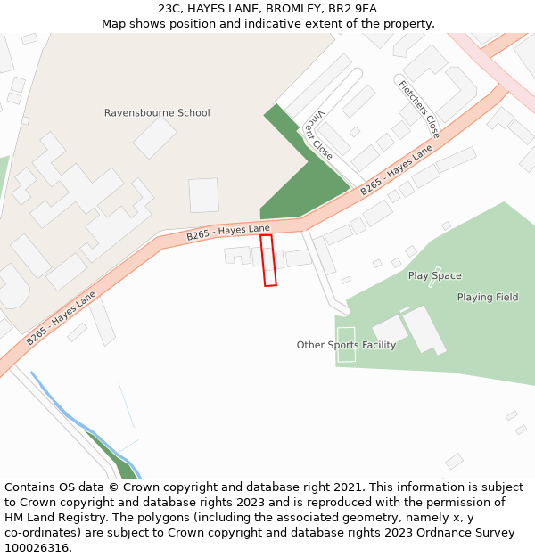 23C, HAYES LANE, BROMLEY, BR2 9EA: Location map and indicative extent of plot