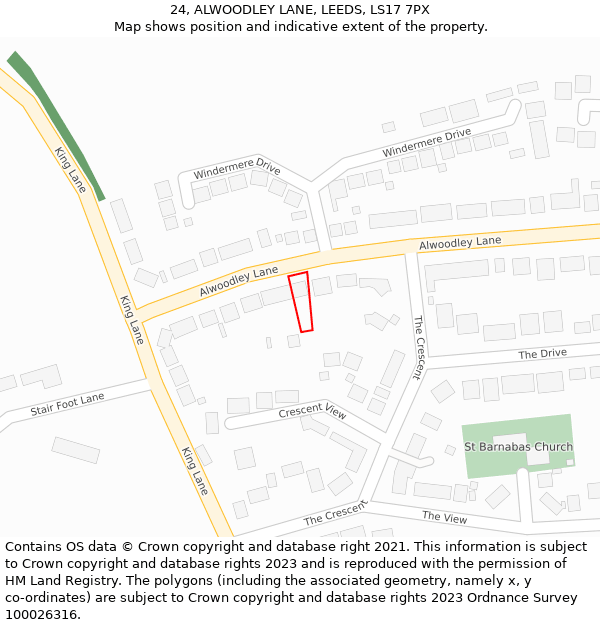24, ALWOODLEY LANE, LEEDS, LS17 7PX: Location map and indicative extent of plot