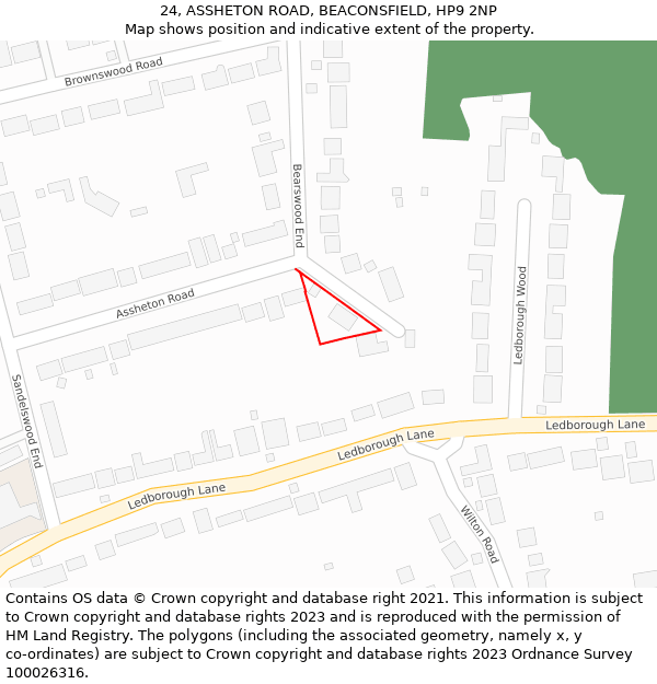 24, ASSHETON ROAD, BEACONSFIELD, HP9 2NP: Location map and indicative extent of plot