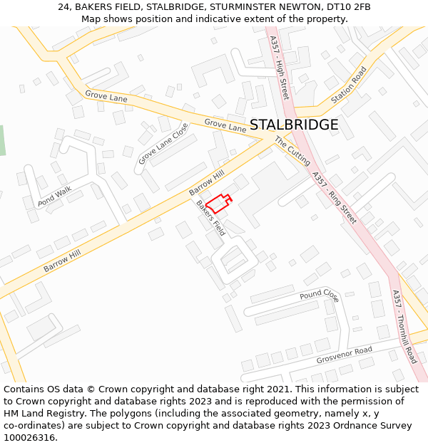 24, BAKERS FIELD, STALBRIDGE, STURMINSTER NEWTON, DT10 2FB: Location map and indicative extent of plot