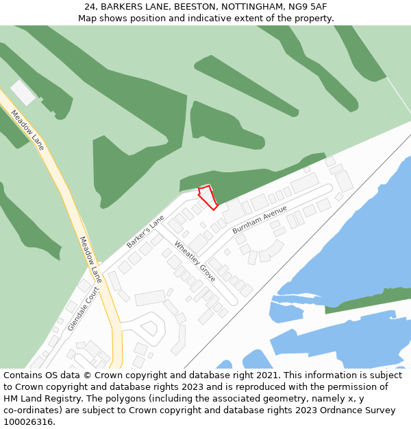 24, BARKERS LANE, BEESTON, NOTTINGHAM, NG9 5AF: Location map and indicative extent of plot