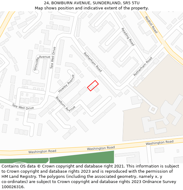 24, BOWBURN AVENUE, SUNDERLAND, SR5 5TU: Location map and indicative extent of plot