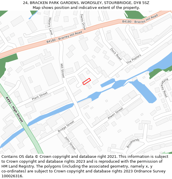 24, BRACKEN PARK GARDENS, WORDSLEY, STOURBRIDGE, DY8 5SZ: Location map and indicative extent of plot