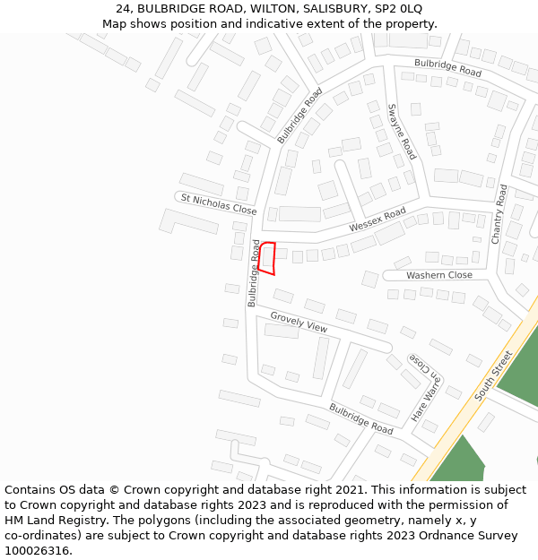 24, BULBRIDGE ROAD, WILTON, SALISBURY, SP2 0LQ: Location map and indicative extent of plot