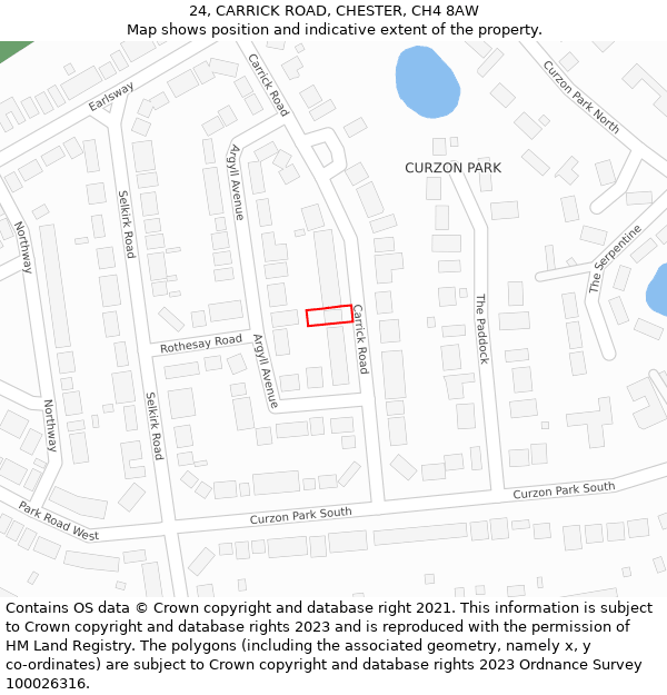24, CARRICK ROAD, CHESTER, CH4 8AW: Location map and indicative extent of plot