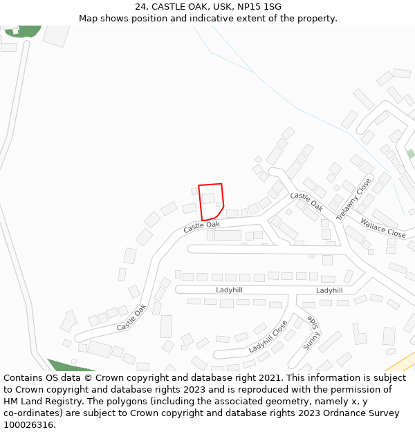 24, CASTLE OAK, USK, NP15 1SG: Location map and indicative extent of plot