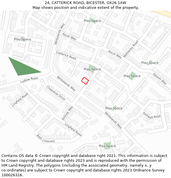 24, CATTERICK ROAD, BICESTER, OX26 1AW: Location map and indicative extent of plot