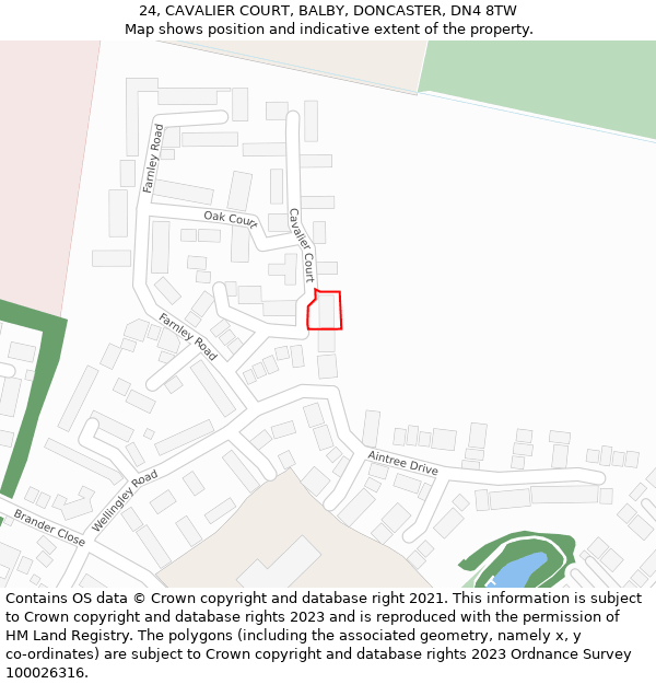 24, CAVALIER COURT, BALBY, DONCASTER, DN4 8TW: Location map and indicative extent of plot