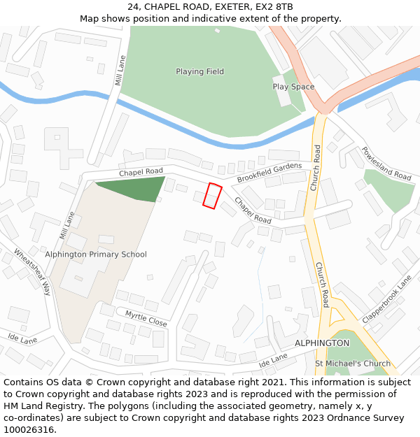 24, CHAPEL ROAD, EXETER, EX2 8TB: Location map and indicative extent of plot