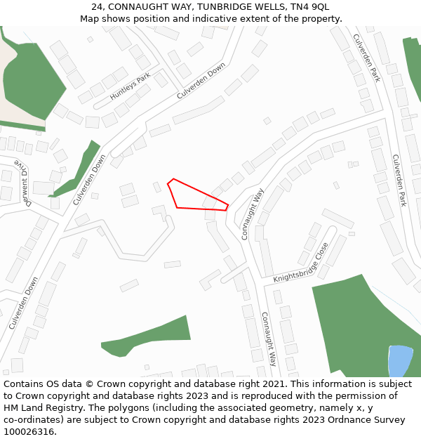 24, CONNAUGHT WAY, TUNBRIDGE WELLS, TN4 9QL: Location map and indicative extent of plot