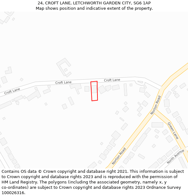 24, CROFT LANE, LETCHWORTH GARDEN CITY, SG6 1AP: Location map and indicative extent of plot