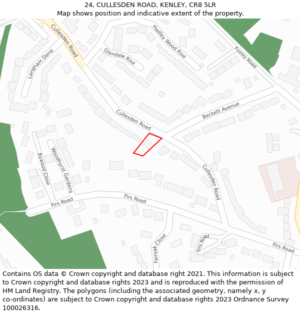 24, CULLESDEN ROAD, KENLEY, CR8 5LR: Location map and indicative extent of plot