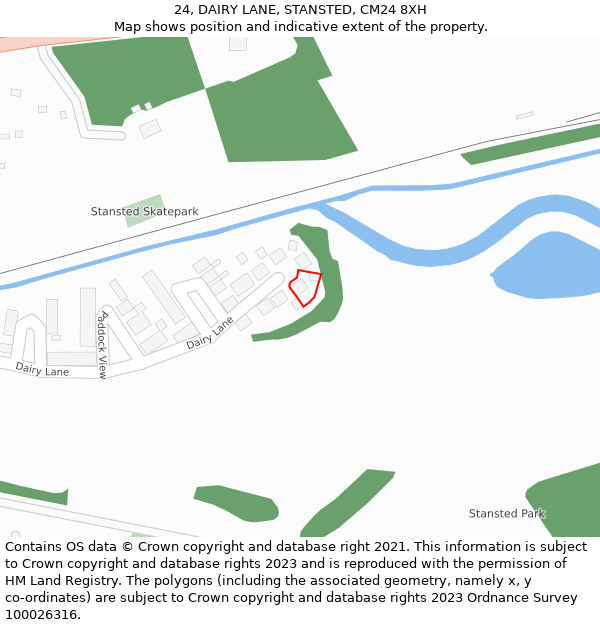 24, DAIRY LANE, STANSTED, CM24 8XH: Location map and indicative extent of plot