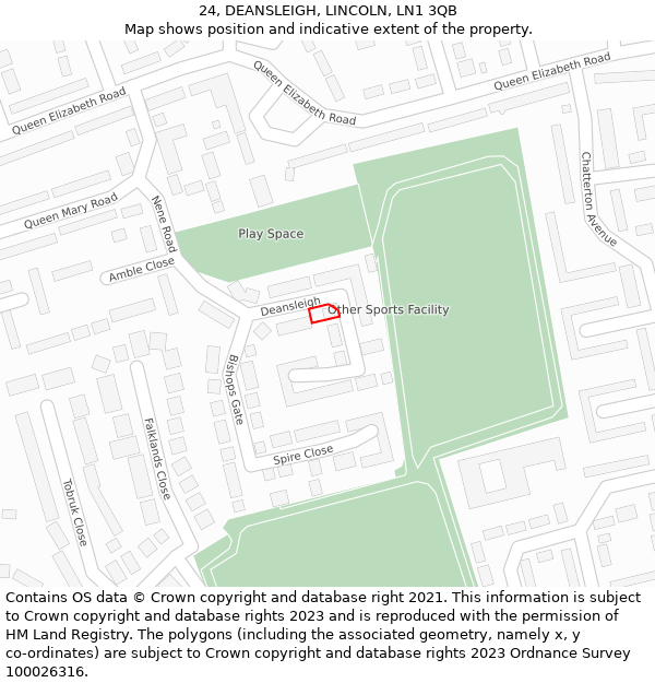 24, DEANSLEIGH, LINCOLN, LN1 3QB: Location map and indicative extent of plot