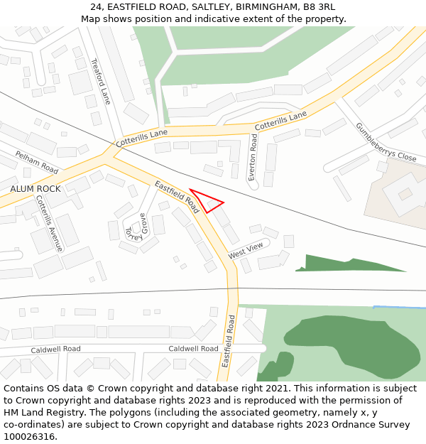 24, EASTFIELD ROAD, SALTLEY, BIRMINGHAM, B8 3RL: Location map and indicative extent of plot