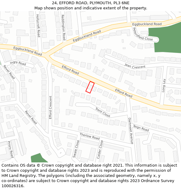 24, EFFORD ROAD, PLYMOUTH, PL3 6NE: Location map and indicative extent of plot