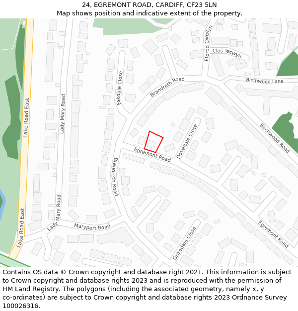 24, EGREMONT ROAD, CARDIFF, CF23 5LN: Location map and indicative extent of plot