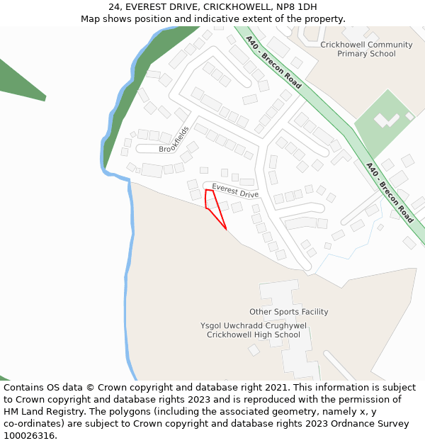 24, EVEREST DRIVE, CRICKHOWELL, NP8 1DH: Location map and indicative extent of plot