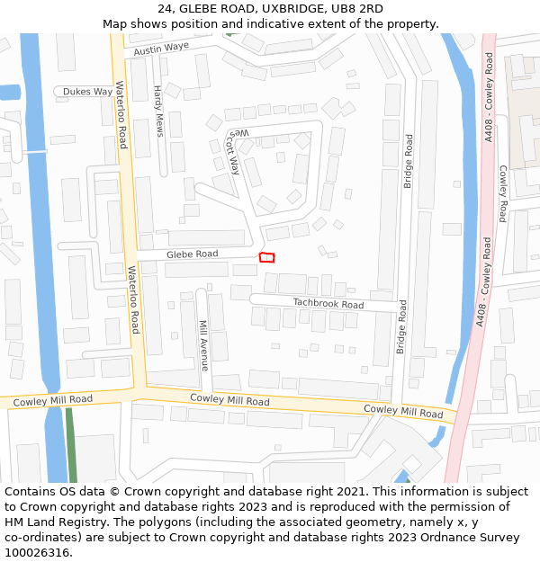 24, GLEBE ROAD, UXBRIDGE, UB8 2RD: Location map and indicative extent of plot