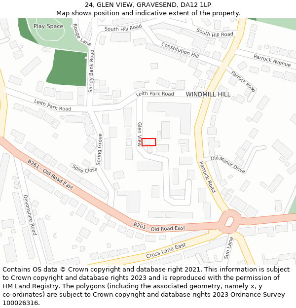 24, GLEN VIEW, GRAVESEND, DA12 1LP: Location map and indicative extent of plot