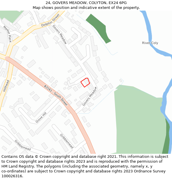 24, GOVERS MEADOW, COLYTON, EX24 6PG: Location map and indicative extent of plot