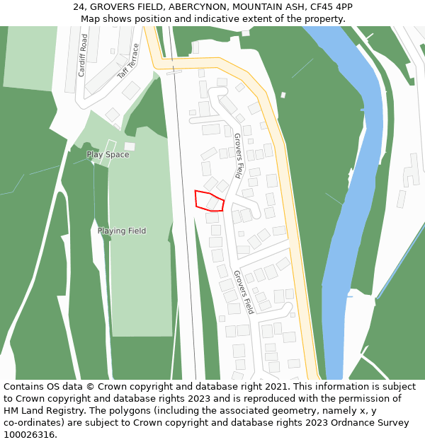 24, GROVERS FIELD, ABERCYNON, MOUNTAIN ASH, CF45 4PP: Location map and indicative extent of plot