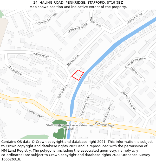 24, HALING ROAD, PENKRIDGE, STAFFORD, ST19 5BZ: Location map and indicative extent of plot