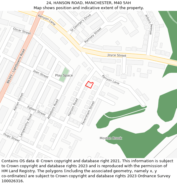 24, HANSON ROAD, MANCHESTER, M40 5AH: Location map and indicative extent of plot