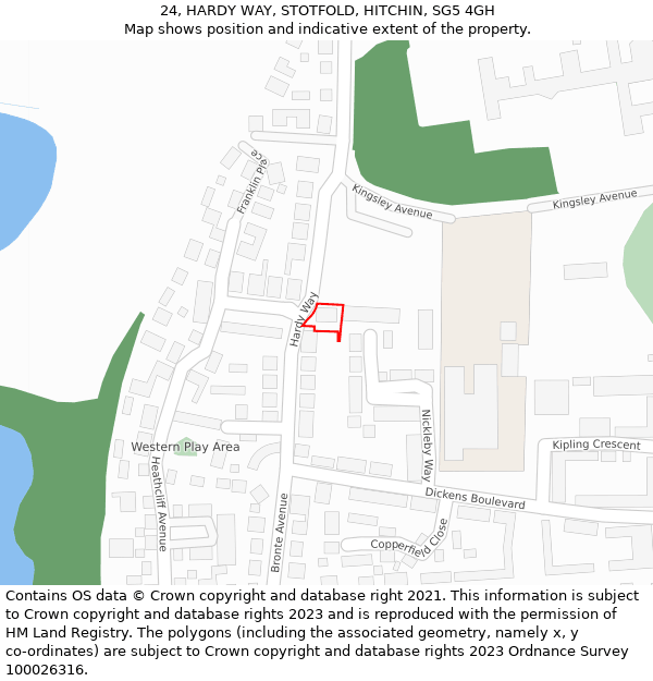 24, HARDY WAY, STOTFOLD, HITCHIN, SG5 4GH: Location map and indicative extent of plot